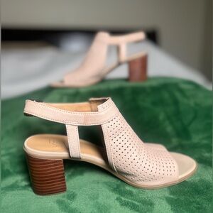 Franco Sarto Pink Sandals with Brown Heel